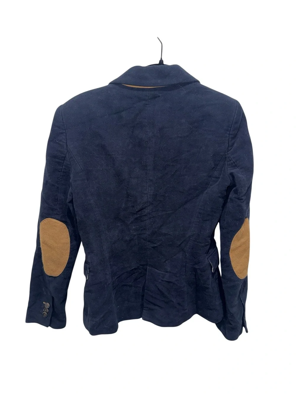 Zara Navy Blue Suede Elbow Patch Equestrian Blazer Small
